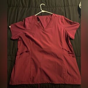 Women’s 2XL Hanes Comfort Fit Burgundy Scrub Top